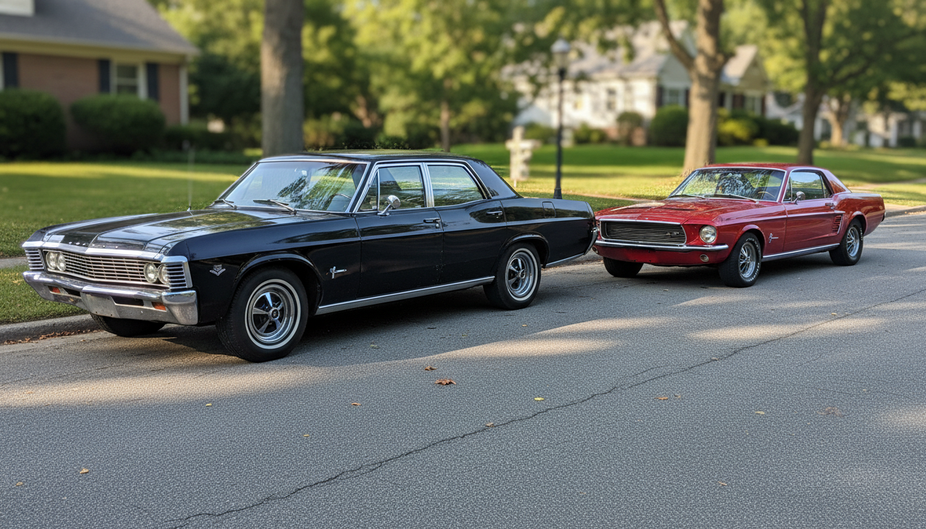 Chevy Impala 1967 vs Mustang Fastback : Duel de Légendes